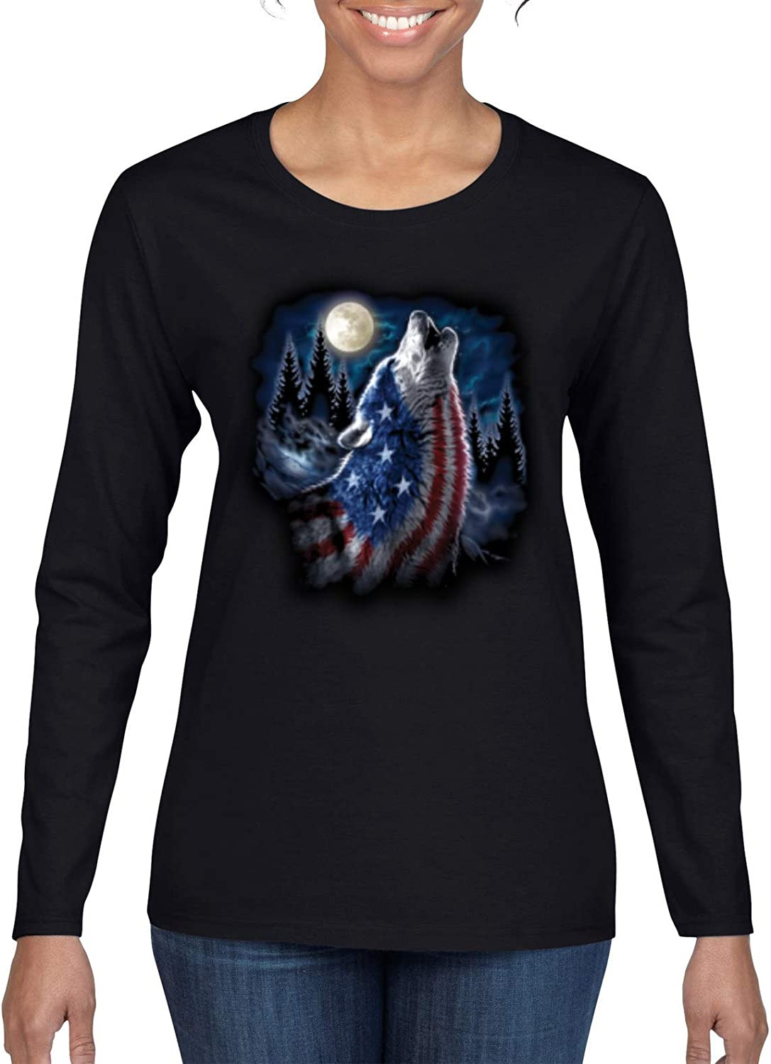 American Flag Howling Wolf Animal Lover