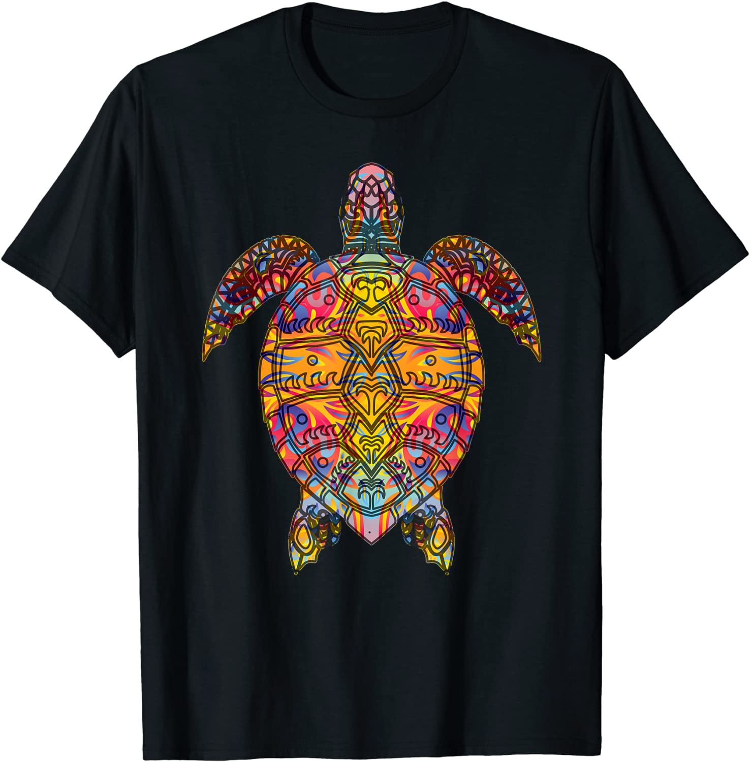 Psychedelic Hippie Sea Turtle Gift. Tribal Turtle Design